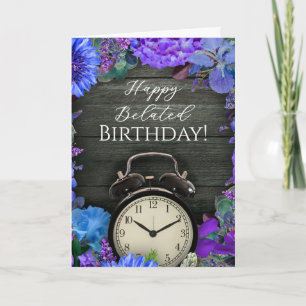 Carte d'anniversaire florale rustique en retard