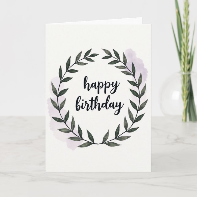 Carte d'anniversaire florale scriptée (Devant)