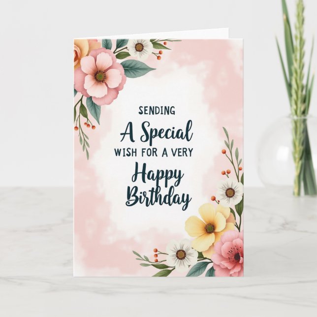 Carte d'anniversaire florale spéciale (Devant)