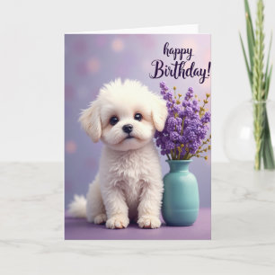 Carte d'anniversaire florale Sweet Puppy