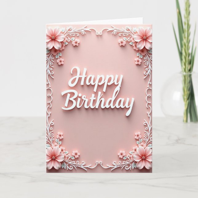Carte d'anniversaire florale tendre (Devant)