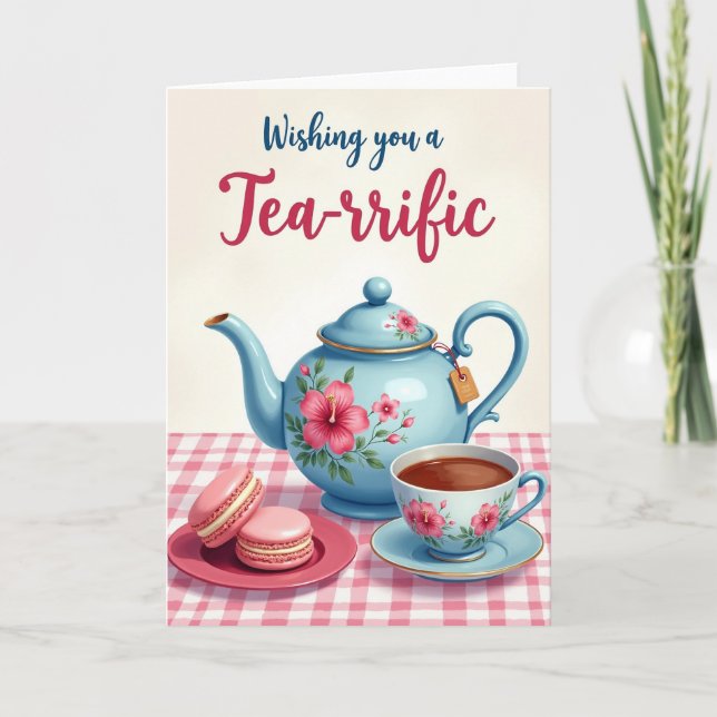 Carte d'anniversaire Florale Thé à la Menthe (Devant)
