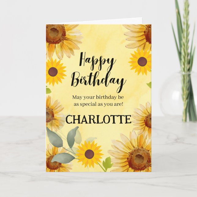 Carte d'anniversaire florale Tournesol (Devant)