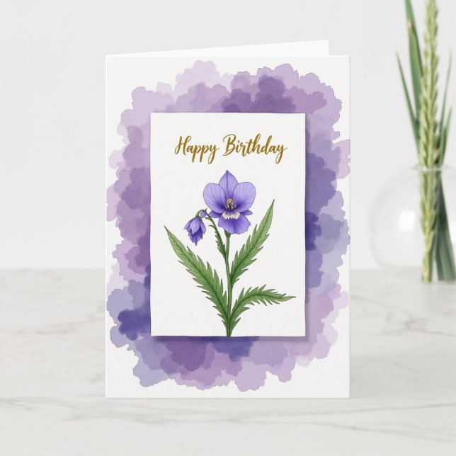 Carte d'anniversaire florale violette (Devant)