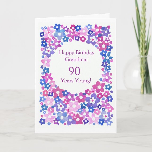 Carte d'anniversaire 'Flower Power' pour personnal (Devant)