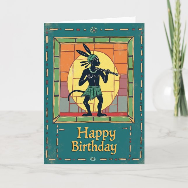 Carte d'anniversaire Flûte Dorée (Devant)