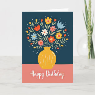 Carte d'anniversaire Folk Art Blooms