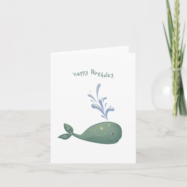 Carte d'anniversaire Folk Art Whale (Devant)