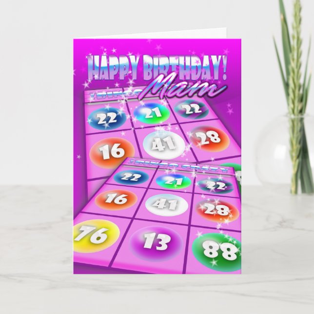Carte d'anniversaire folle de bingo-test de maman (Devant)