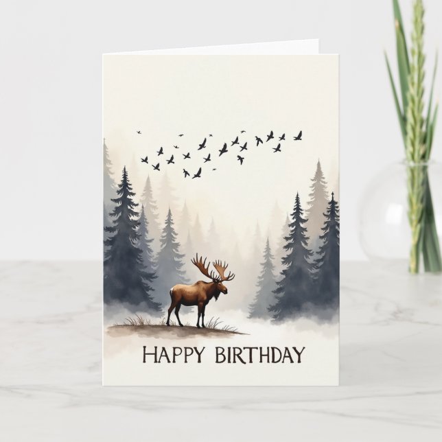 Carte d'anniversaire Forêt Brumeuse (Devant)