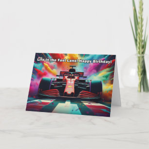 Carte d'anniversaire Formule 1 - Thème de course à