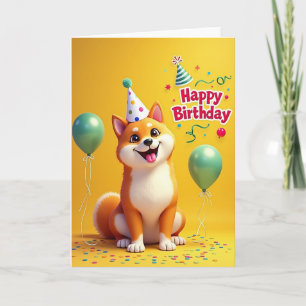 Carte d'anniversaire Fox Dog Party