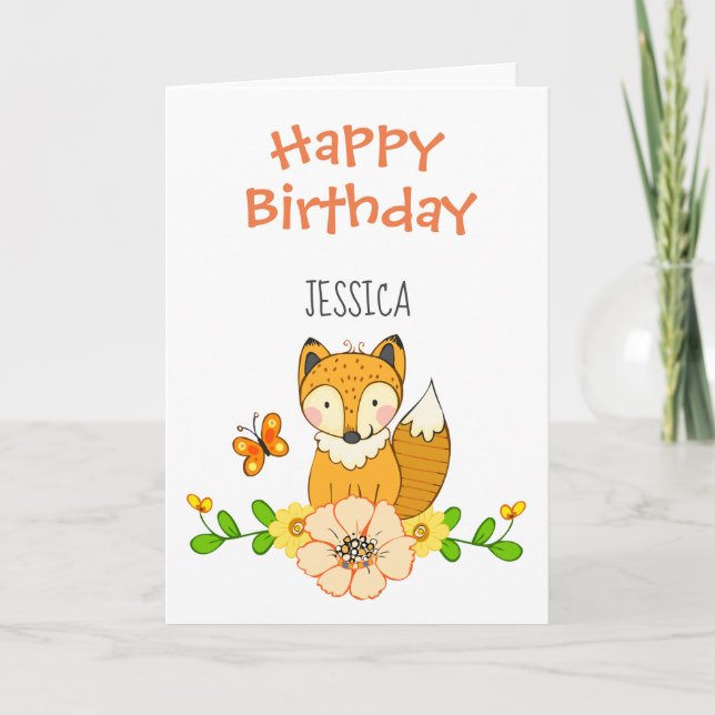 Carte d'anniversaire Fox Joyeux (Devant)