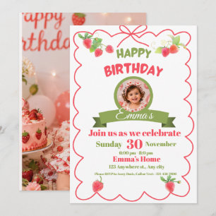 Carte d'anniversaire fraise pour filles Fun Pink B