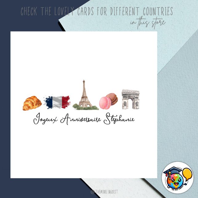 Carte d'Anniversaire Française Heureuse, Joyeux An (Créateur téléchargé)