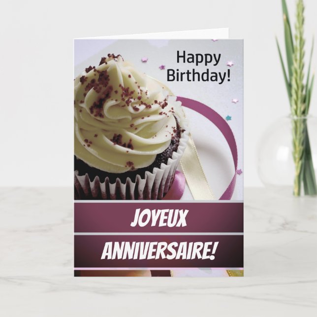 Carte d'anniversaire française / "Joyeux anniversa (Devant)