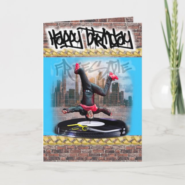 Carte d'anniversaire freestyle breakdance (Devant)