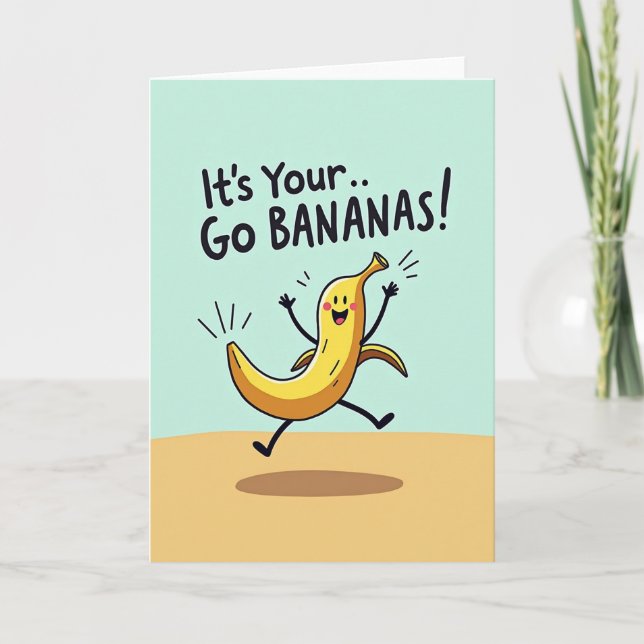 Carte d'anniversaire Fruit sautant joyeux (Devant)