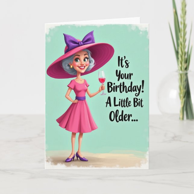Carte d'anniversaire Fuchsia Lady (Devant)