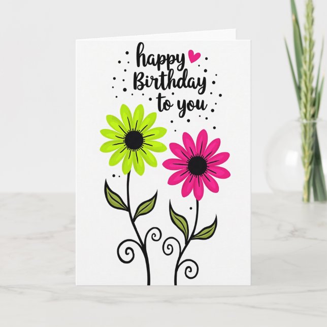 Carte d'anniversaire Fuchsia Lime (Devant)