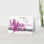 Carte d'anniversaire Fuchsia Pink Flower Friend<br><div class="desc">Jolie et réfléchie carte de voeux pour l'anniversaire de l'ami avec moderne fleur noire et fuchsia rose et texte de style lettré à la main.</div>