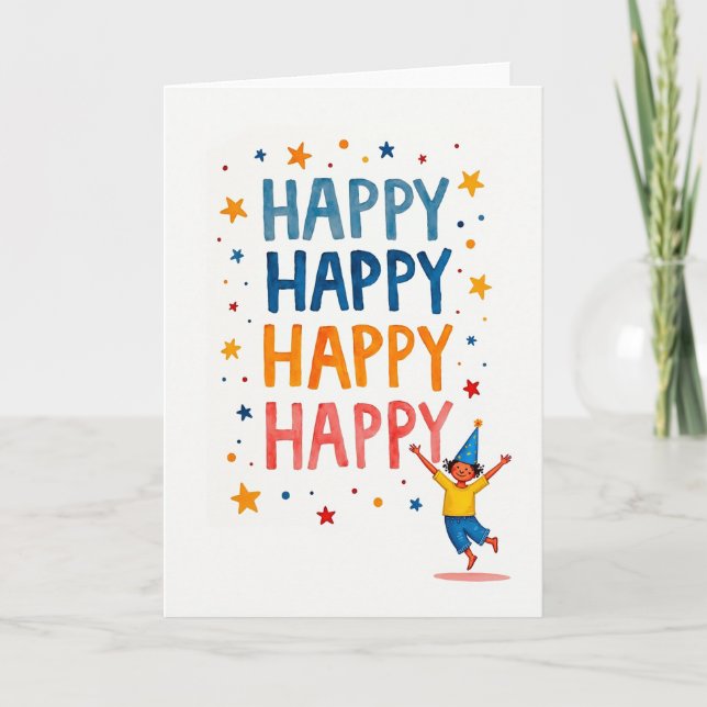 Carte d'anniversaire fun aquarelle (Devant)