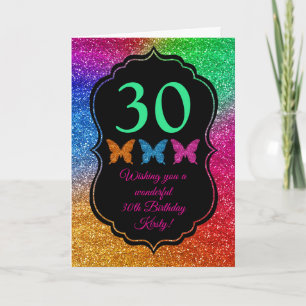 Carte d'anniversaire Fun Rainbow Gradient Glitter