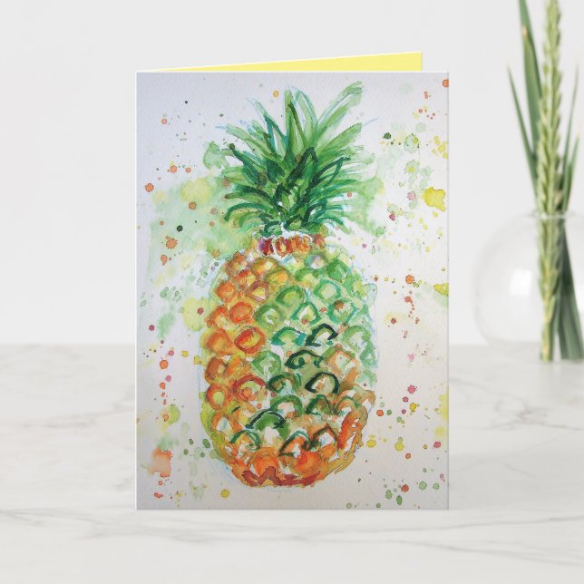 Carte d'anniversaire Funky Pineappy Watercolor (Devant)