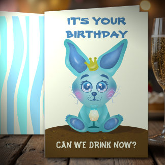 Carte d'anniversaire Funny Bunny Peut-on boire mai