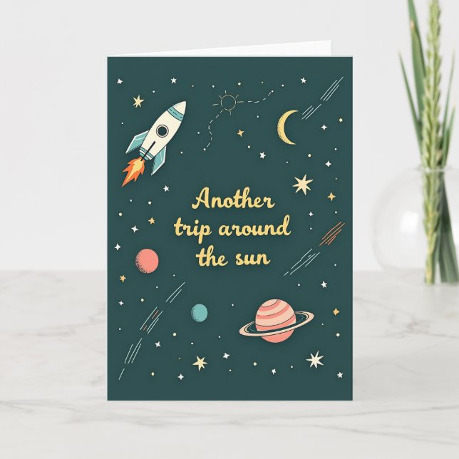 Carte d'anniversaire Fusée Cosmique (Devant)