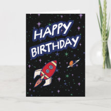 Carte d'anniversaire Fusée spatiale pour enfants