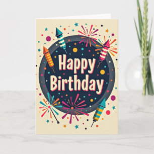 Carte d'anniversaire Fusées Colorées