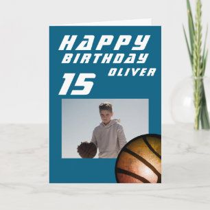 Carte d'anniversaire garçon ballon de basket-ball 