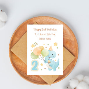 Carte d'anniversaire garçon dinosaure ballon 2ème