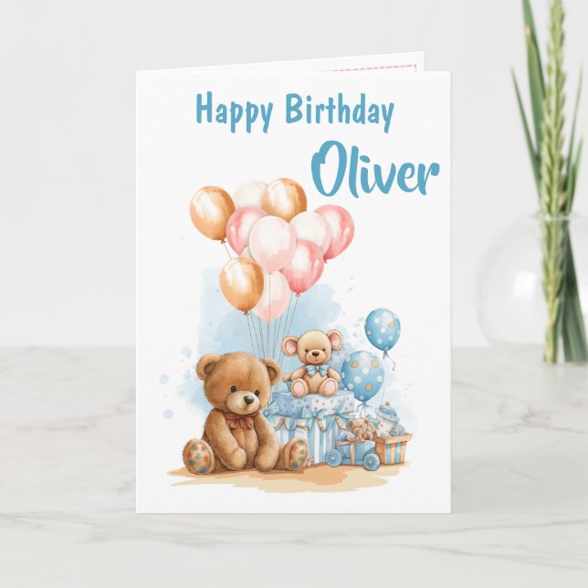 Carte d'anniversaire garçon jouets aquarelle (Devant)