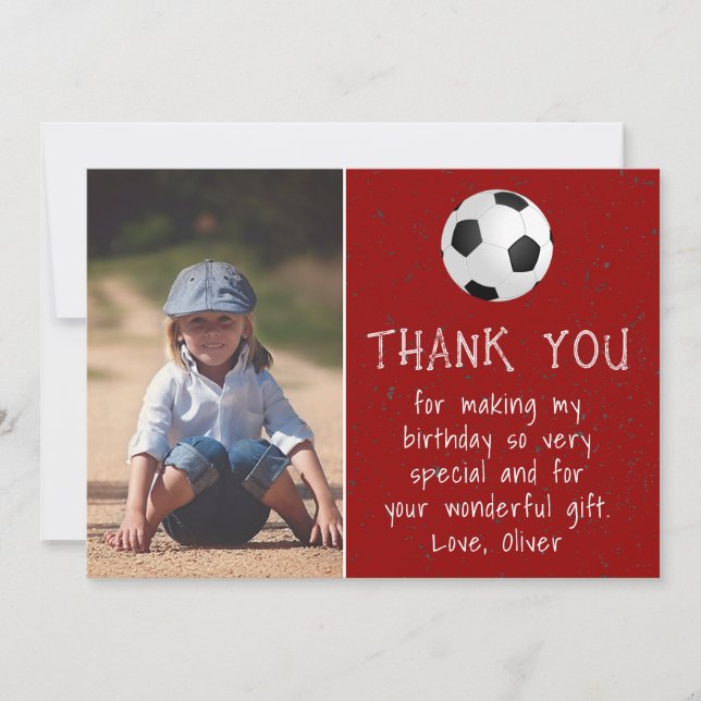 Carte d'anniversaire garçon photo ballon de foot  (Devant)