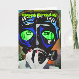 Carte d'anniversaire 'Gas Mask Girl'