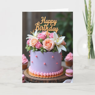 Carte d'anniversaire Gâteau à la Lavande