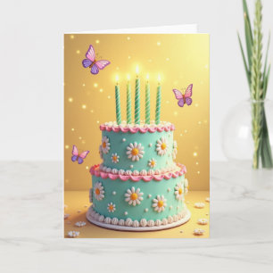 Carte d'anniversaire Gâteau aux Marguerites