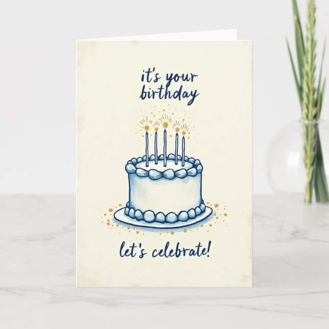 Carte d'anniversaire Gâteau Azur (Devant)