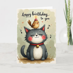 Carte d'anniversaire Gâteau Chaton Sucré