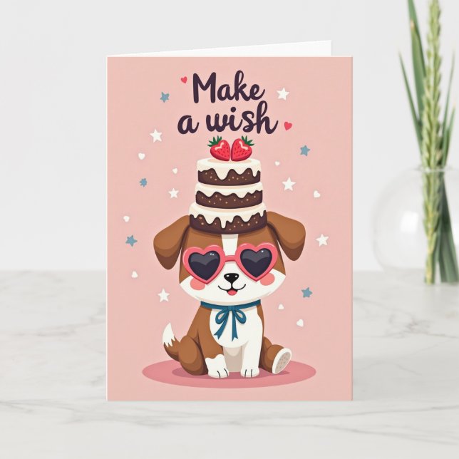 Carte d'anniversaire Gâteau Chien (Devant)