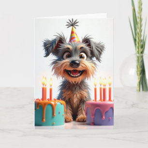 Carte d'anniversaire Gâteau Chien Poilu