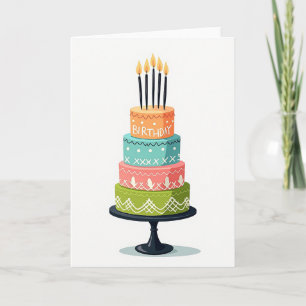 Carte d'anniversaire gâteau coloré