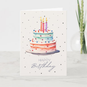 Carte d'anniversaire Gâteau Coloré & Confettis