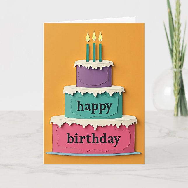 Carte d'anniversaire Gâteau Coloré Sucré (Devant)