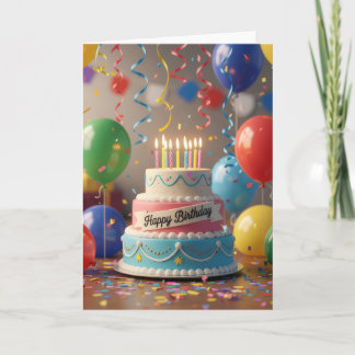 Carte d'anniversaire gâteau de célébration coloré