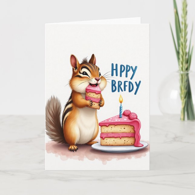 Carte d'anniversaire Gâteau Écureuil (Devant)