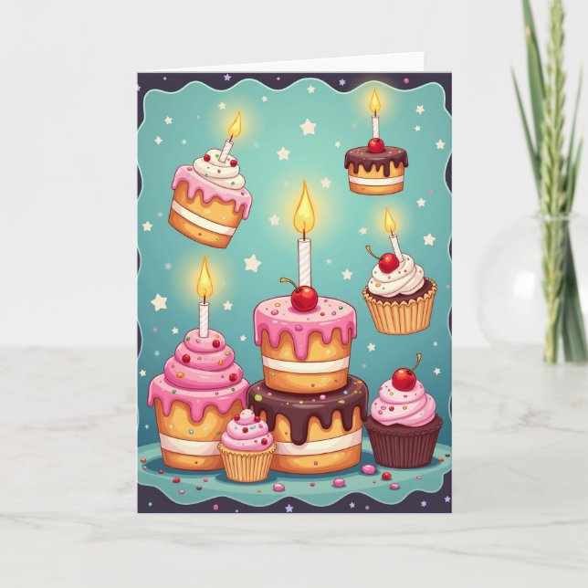 Carte d'anniversaire Gâteau Étoilé (Devant)