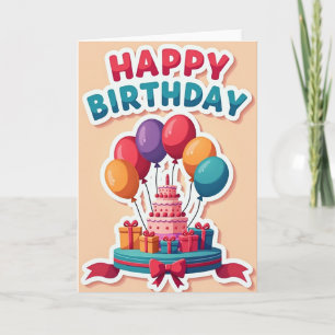 Carte d'anniversaire gâteau fantaisiste
